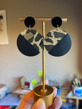 Load image into Gallery viewer, Large leather leopard earrings