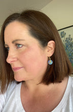 Load image into Gallery viewer, Leather/fabric drops - sky blue circles