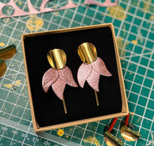Load image into Gallery viewer, Fuchsia Bloom Earrings - pink shimmer
