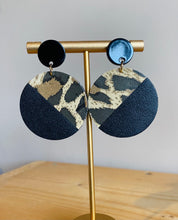 Load image into Gallery viewer, Large leather leopard earrings