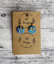 Load image into Gallery viewer, Leather/fabric drops - electric blue circles