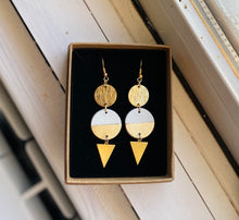 Load image into Gallery viewer, Leather circles with disc & triangle