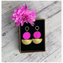 Load image into Gallery viewer, Pink Shimmer Fan Earrings
