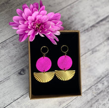 Load image into Gallery viewer, Pink Shimmer Fan Earrings
