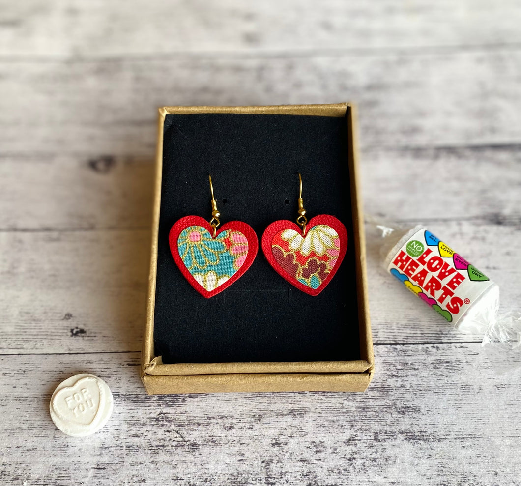 Love heart - red florals