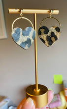 Load image into Gallery viewer, Leopard heart earrings
