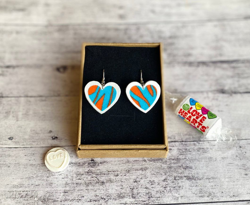 Love heart - orange/white/teal