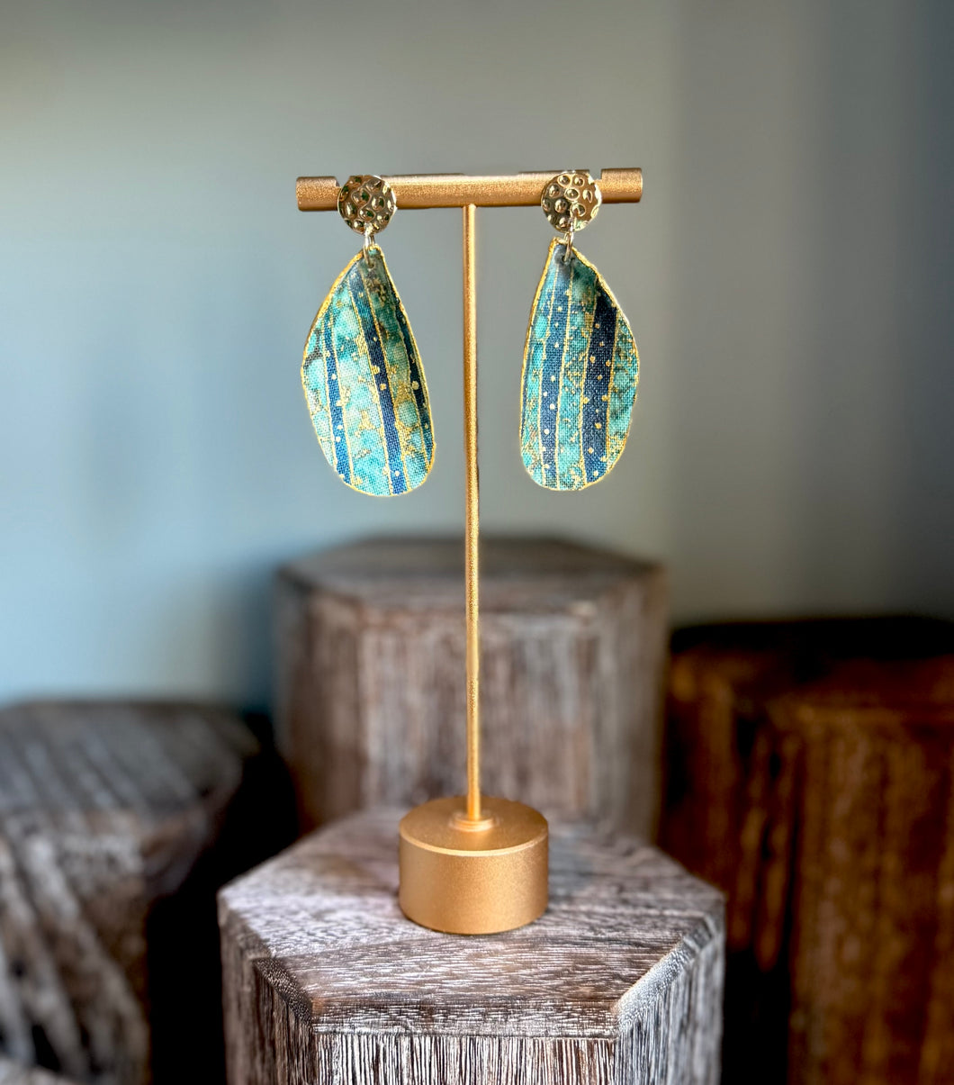Fabric shell earrings - meandering stream