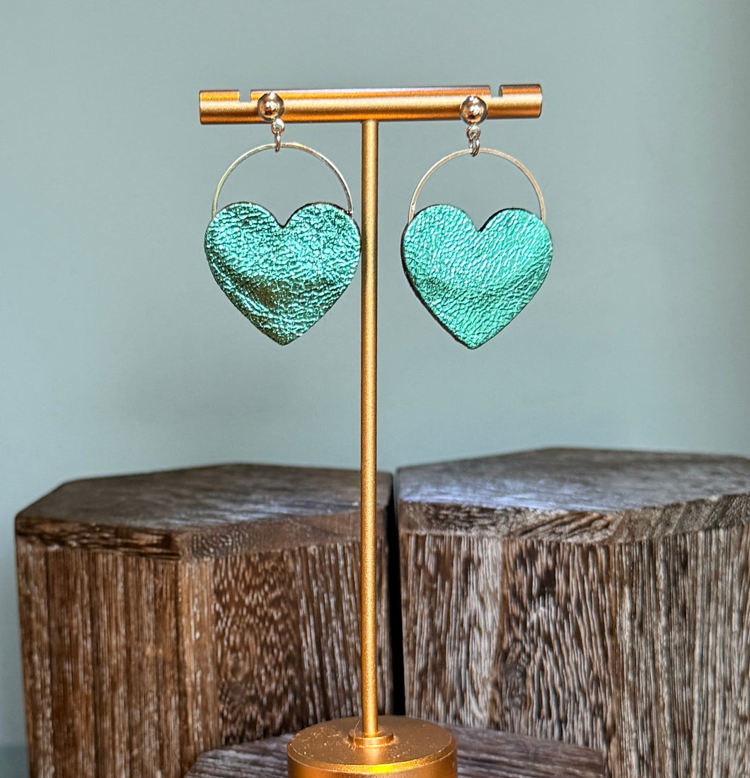 Love Hearts - teal shimmer
