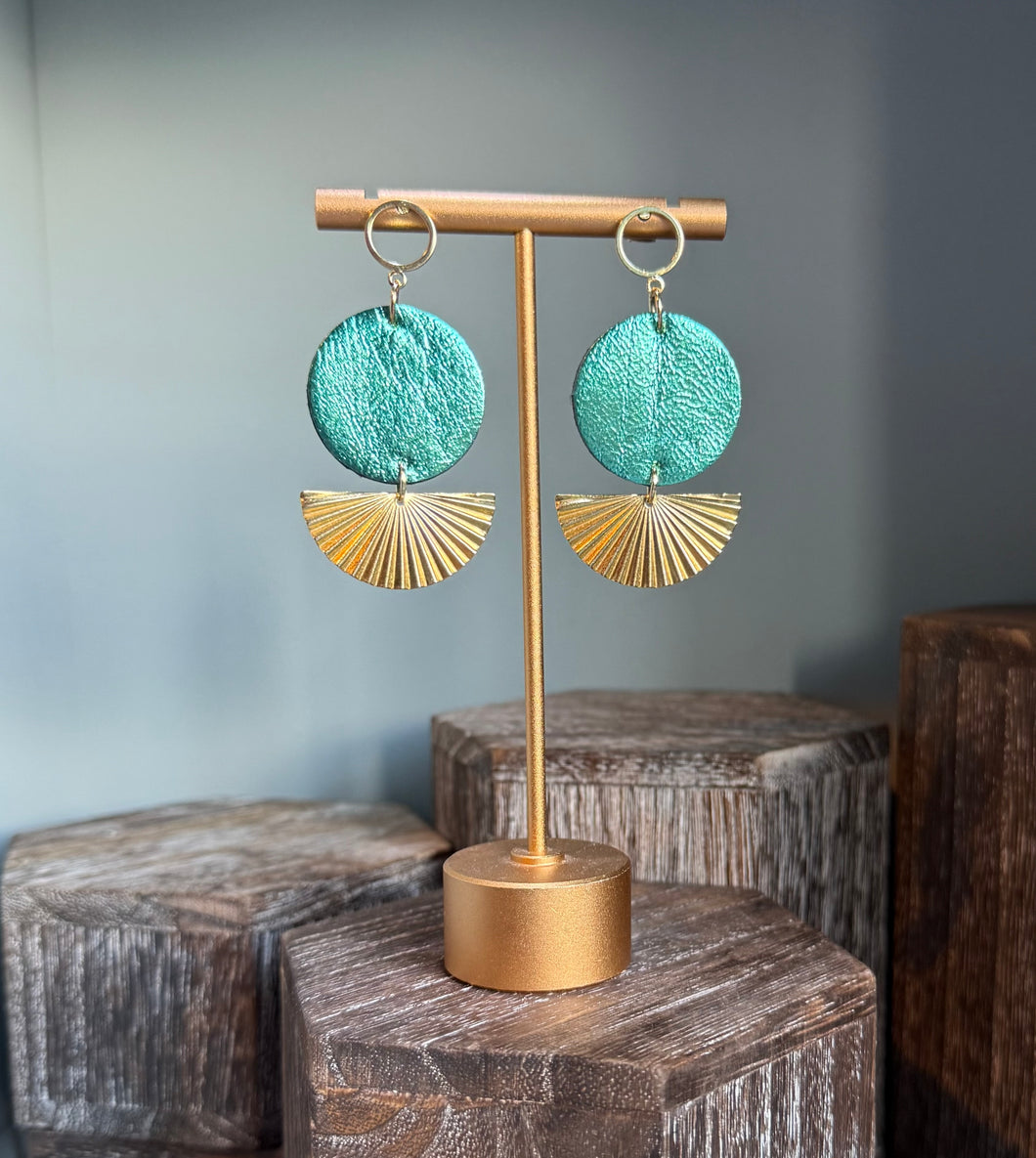 Teal Shimmer Fan Earrings