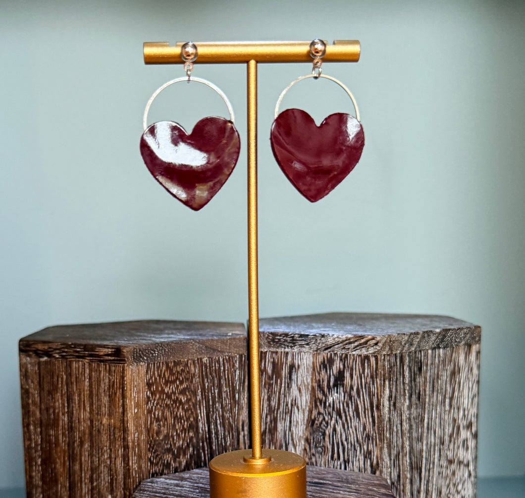 Love Hearts - burgundy gloss