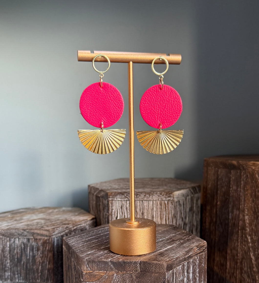 Hot Pink Fan Earrings