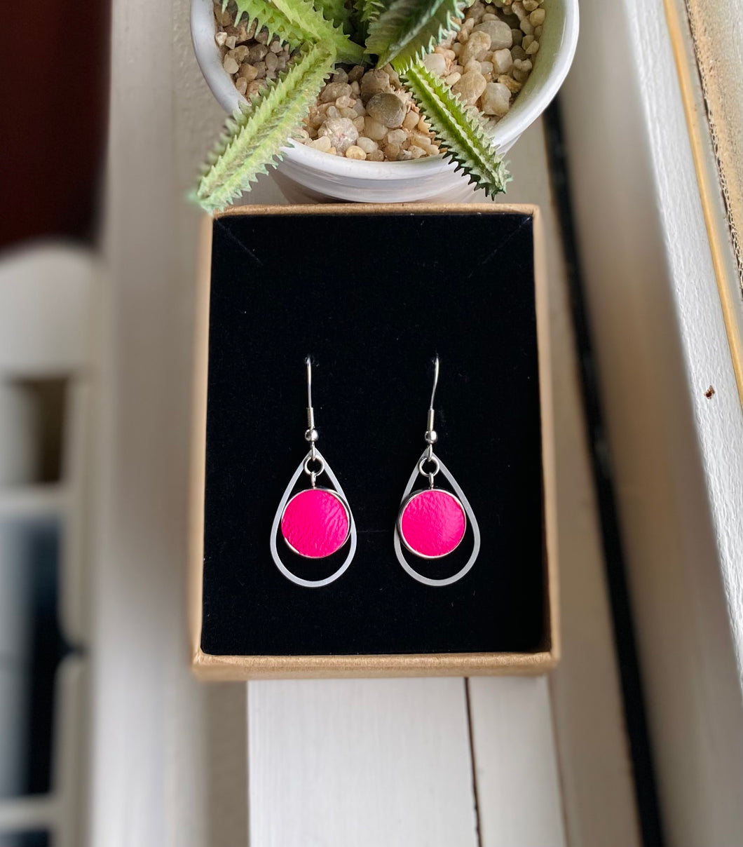 Pink leather teardrop