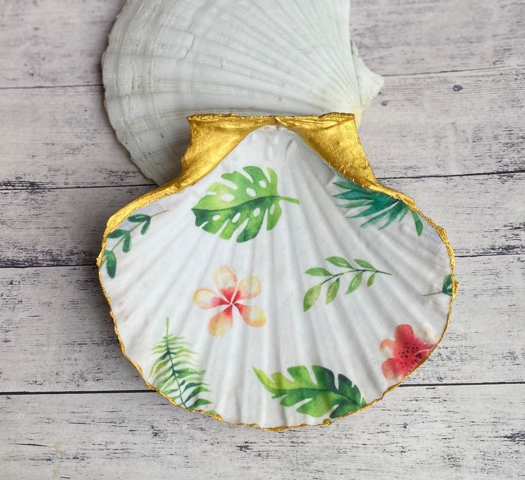 Scallop trinket dish - plants