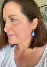 Load image into Gallery viewer, Leather/fabric drops - electric blue pear drops
