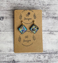 Load image into Gallery viewer, Leather/fabric drops - black diamonds
