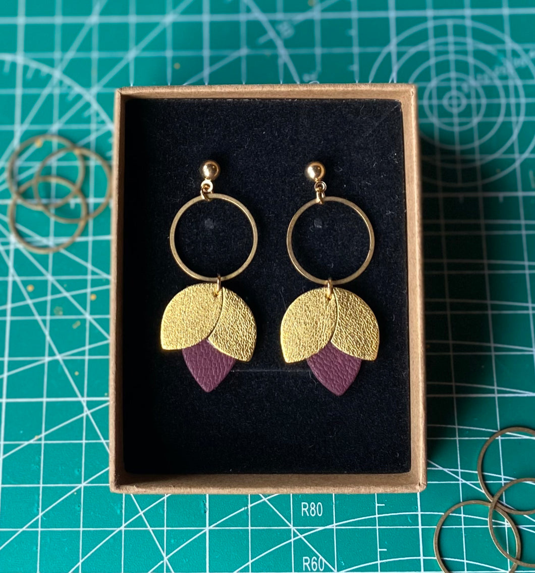 Little acorns - gold & burgundy