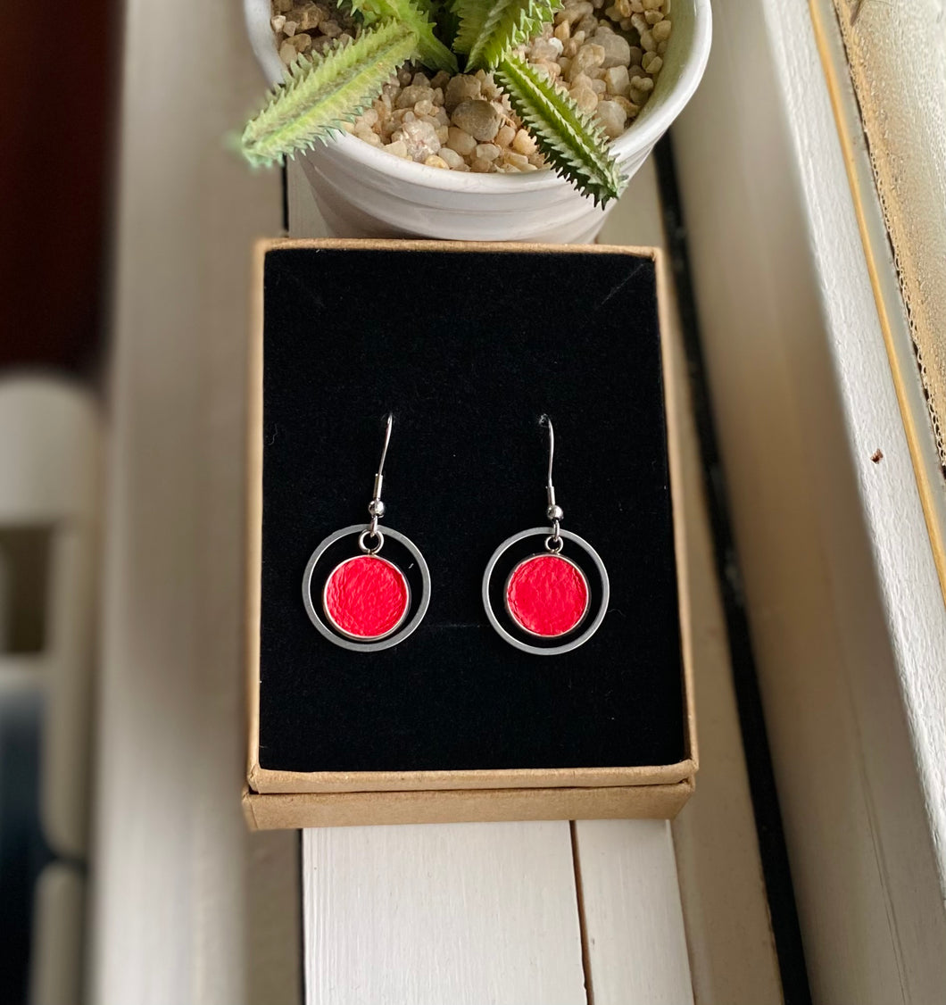 Red leather circles