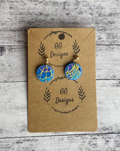 Load image into Gallery viewer, Leather/fabric drops - sky blue circles
