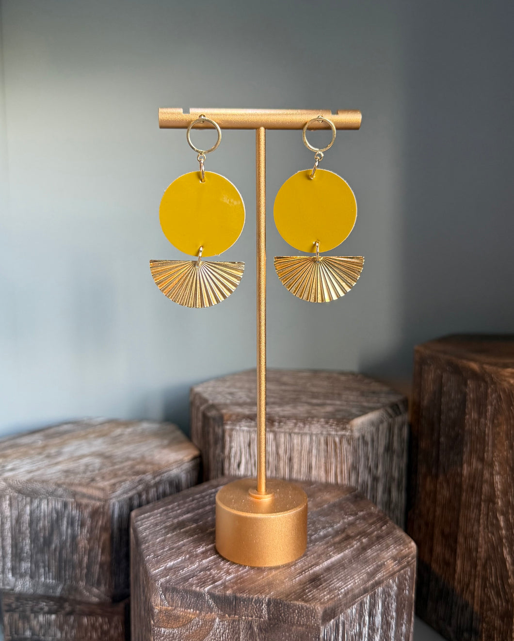 Mustard Gloss Fan Earrings