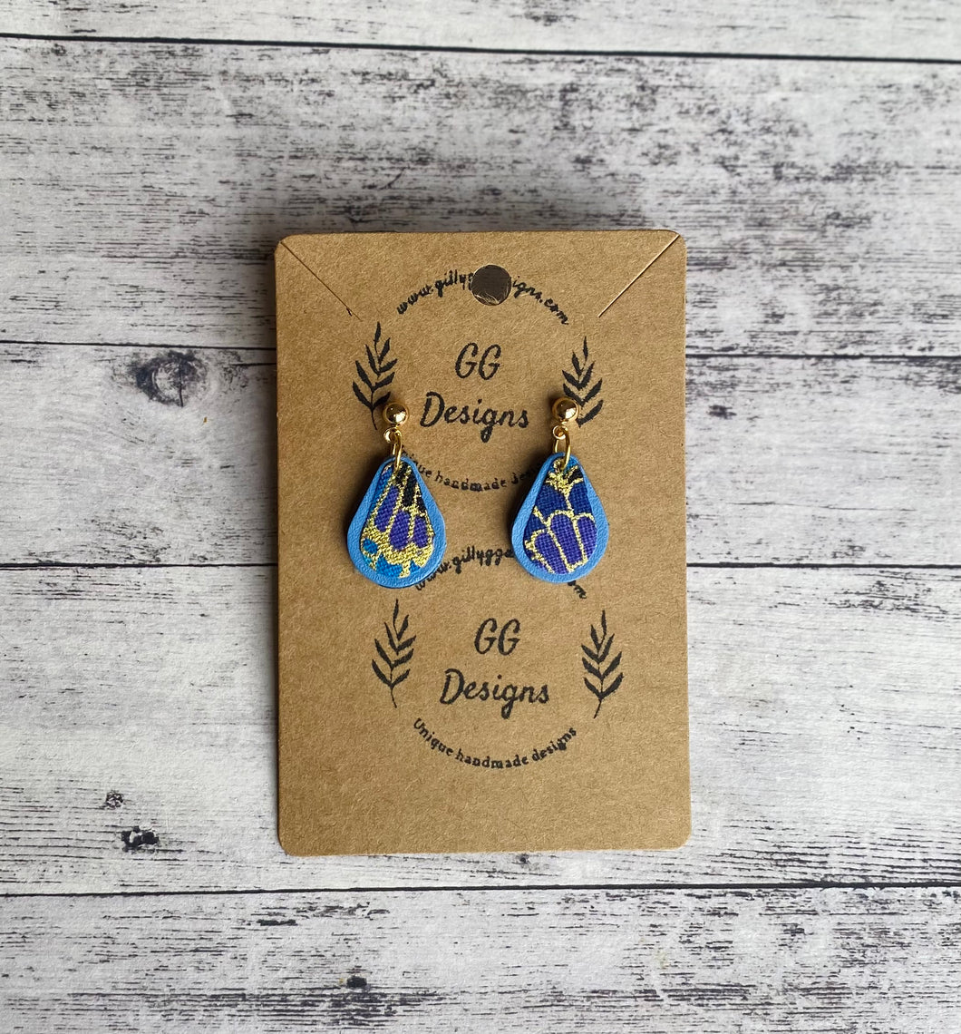 Leather/fabric drops - sky blue pear drops