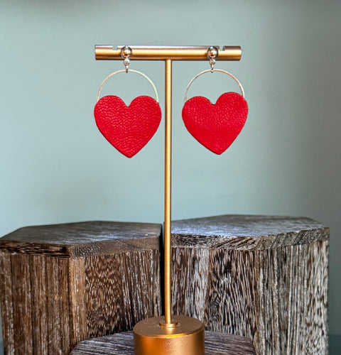 Leather love heart earrings 
Handcrafted Irish jewellery
Zero waste
Sustainably made