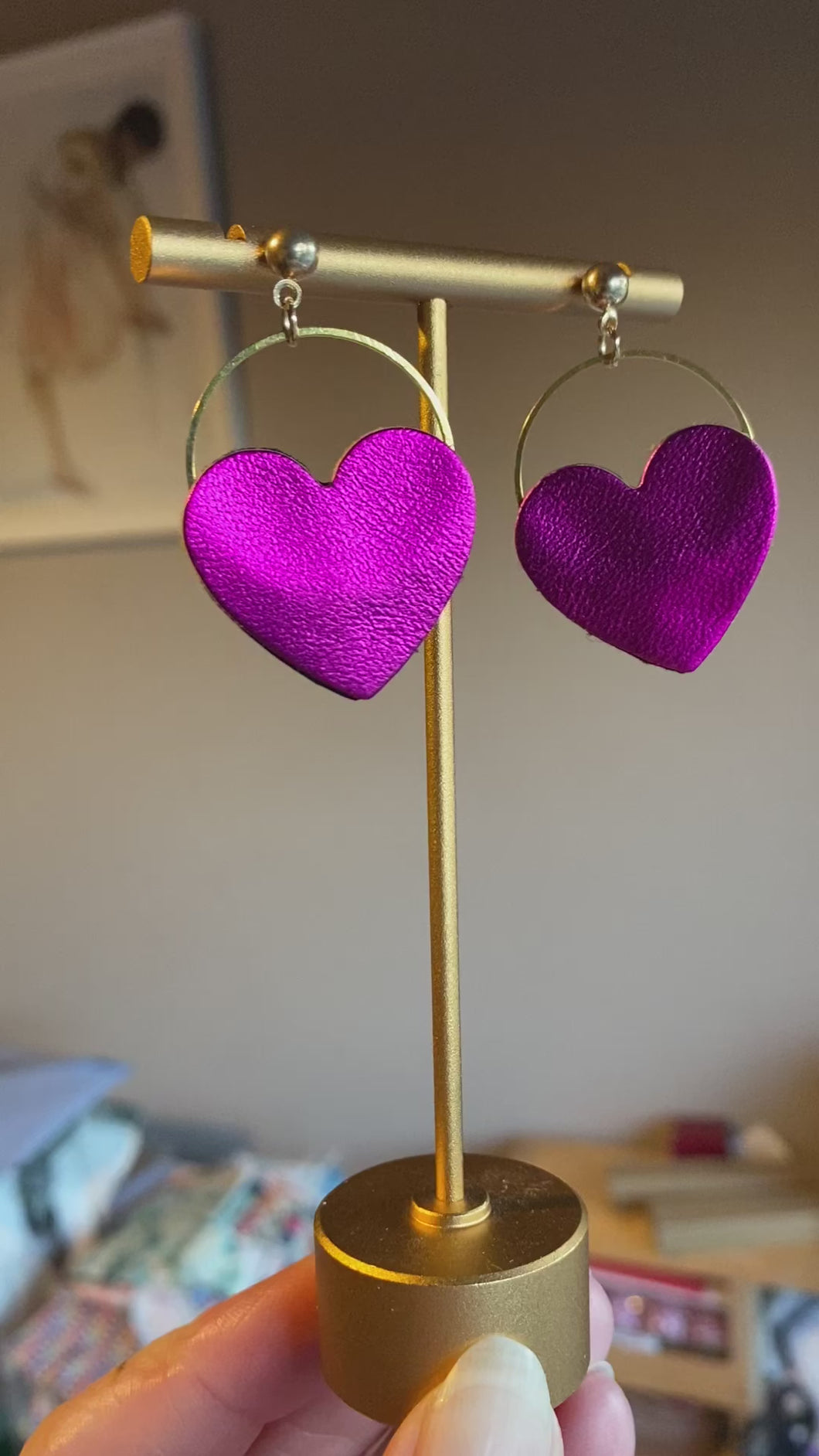 Hot Pink Heart Earrings