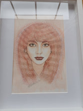 Load image into Gallery viewer, This original portrait of Kate Bush comes beautifully presented in a 16x12&quot; solid wood Irish made frame.  Painted using watercolours, acrylic markers and pigment liner pens on 300GSM elite textured acid free watercolour paper.  As this is an original, there is only one available. 
