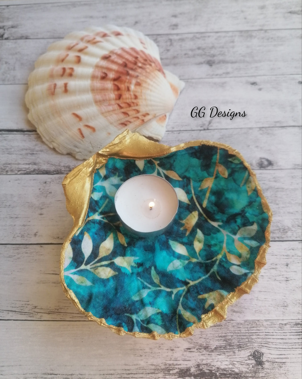 Scallop Trinket Dish - botanical teal